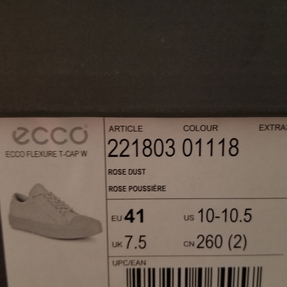 ECCO Dusty Pink Leather Round Toe Comfort Sneakers Size 41 NEW - Picture 3 of 3